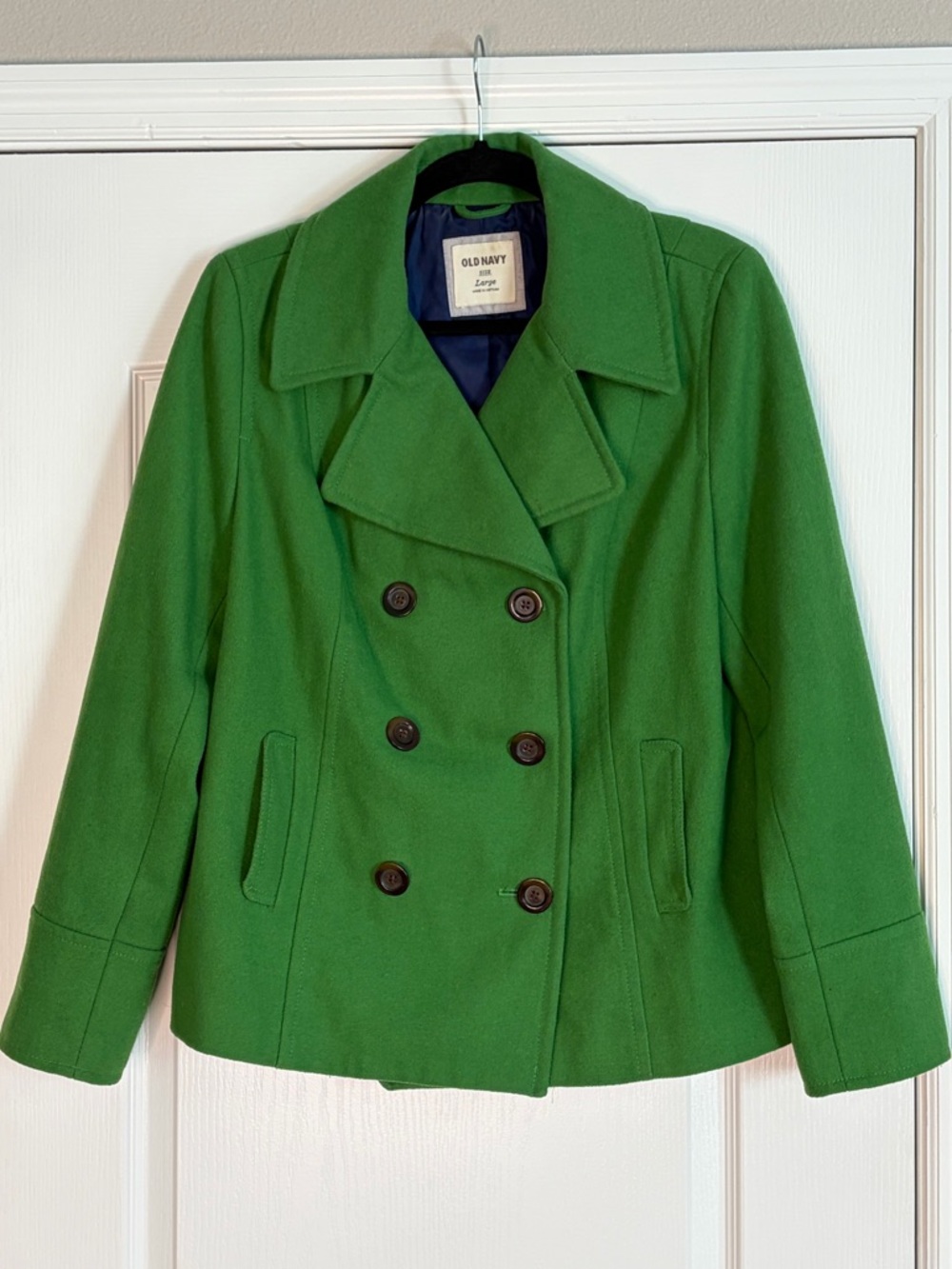 Old Navy Women's Bright Green Double-Breasted Peacoat